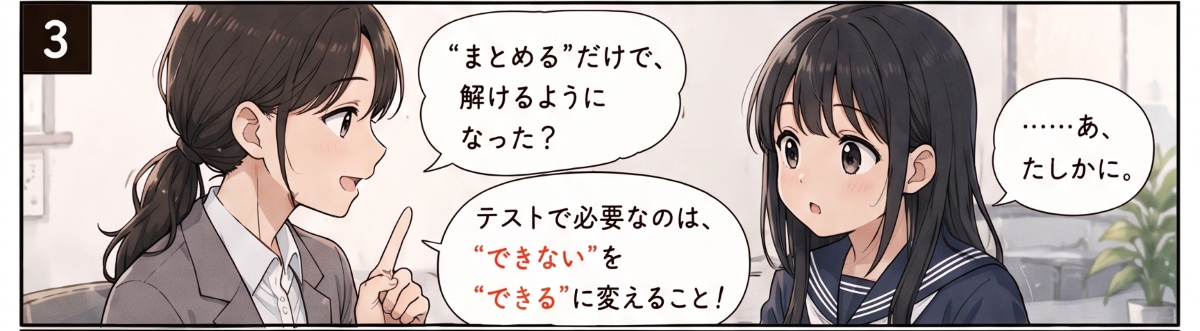 塾で勉強法のアドバイスを受ける女子中学生