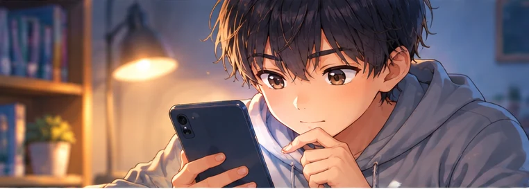 自分の部屋でスマートフォンを見つめる中学生（イメージイラスト）
